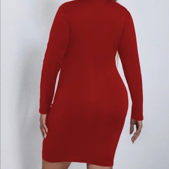 Red mesh insert bodycon dress - Picture 7 of 10
